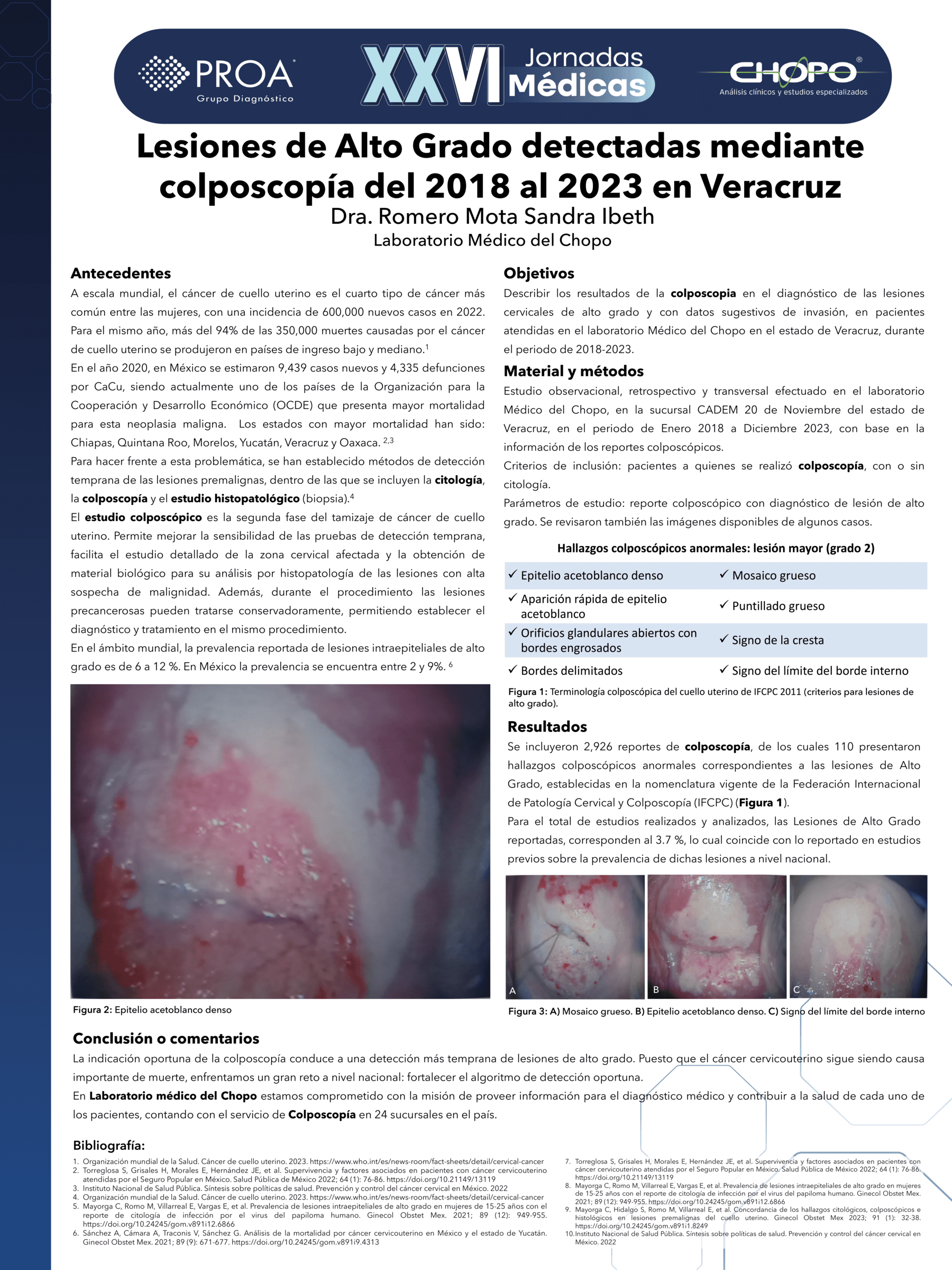 Lesiones de Alto Grado detectadas mediante colposcopía del 2018 al 2023 en Veracruz